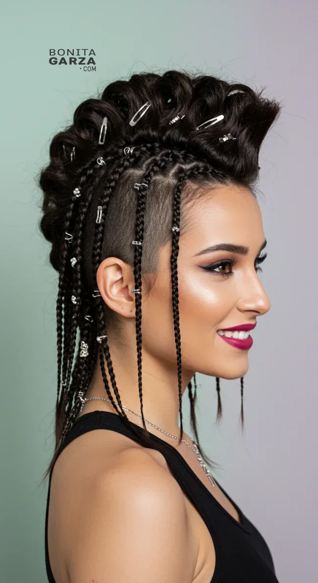 14. Mohawk with Hair Rings & Accessories | Bold And Trendy: Mohawk Hairstyles In Modern Fashion