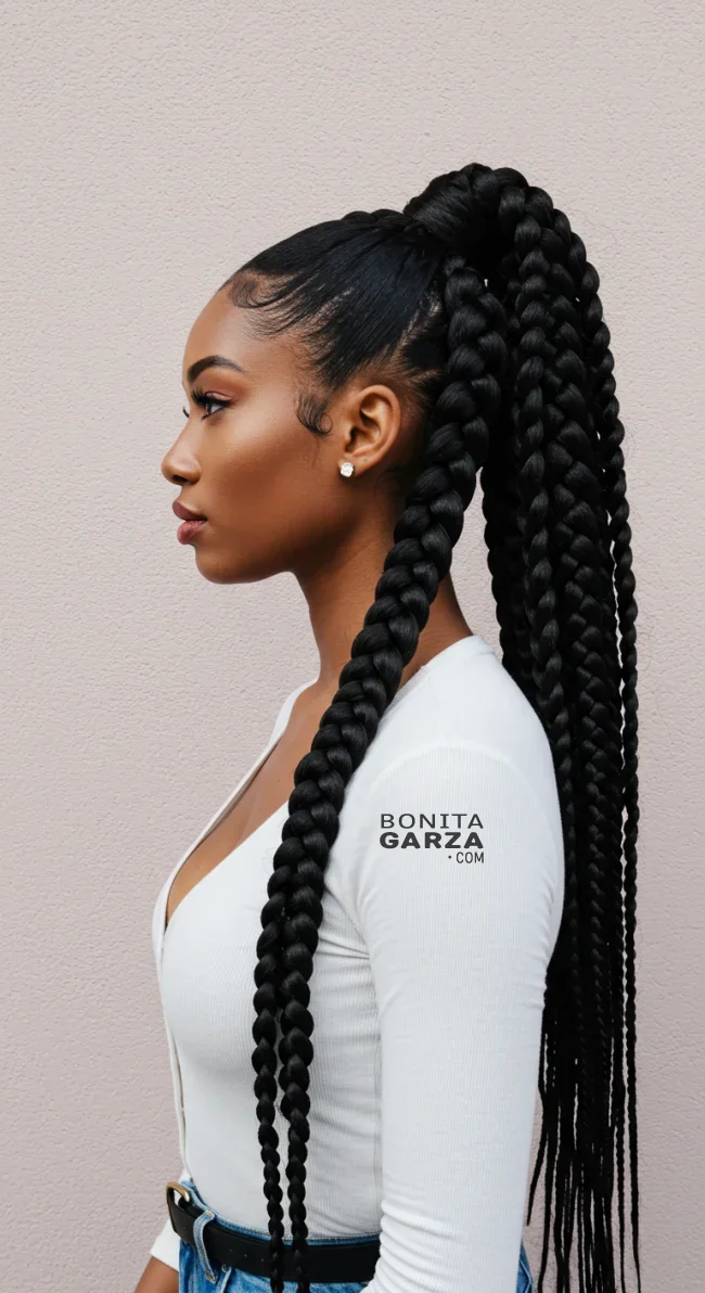 14. Jumbo Braid Ponytail | 15 Stunning Ponytail Hairstyles For Black Women