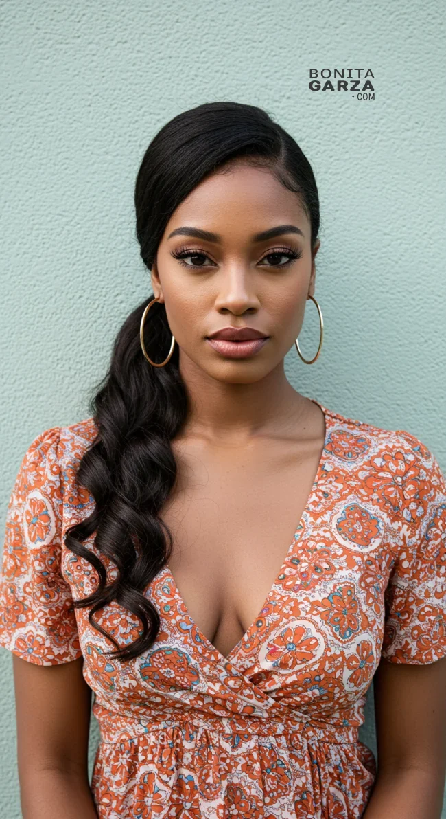 7. Side-Swept Ponytail | 15 Stunning Ponytail Hairstyles For Black Women