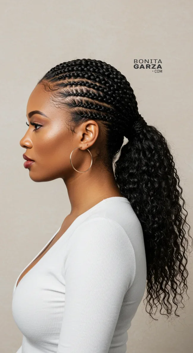 9. Feed-In Braided Ponytail | 15 Stunning Ponytail Hairstyles For Black Women