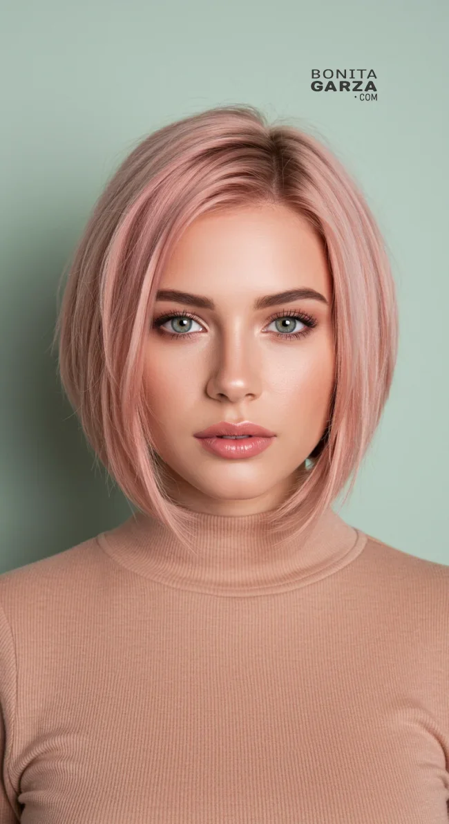 8. Soft Rose Gold Bob | Perfect Hair Colors For Blue Or Green Eyes