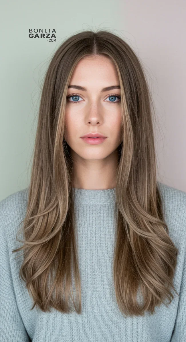 9. Ash Brown with Subtle Babylights | Perfect Hair Colors For Blue Or Green Eyes