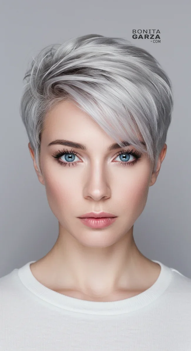 4. Platinum Blonde Pixie Cut | Perfect Hair Colors For Blue Or Green Eyes