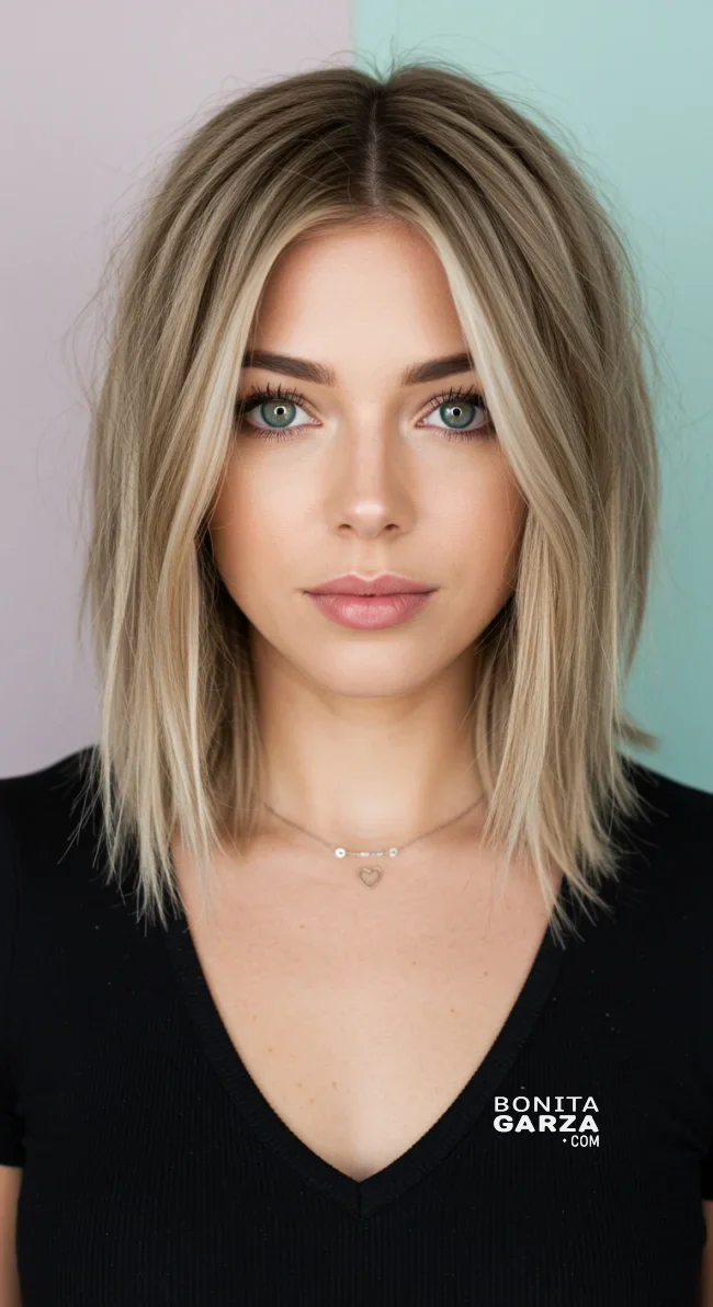 2. Shoulder-Length Blonde Balayage | Perfect Hair Colors For Blue Or Green Eyes