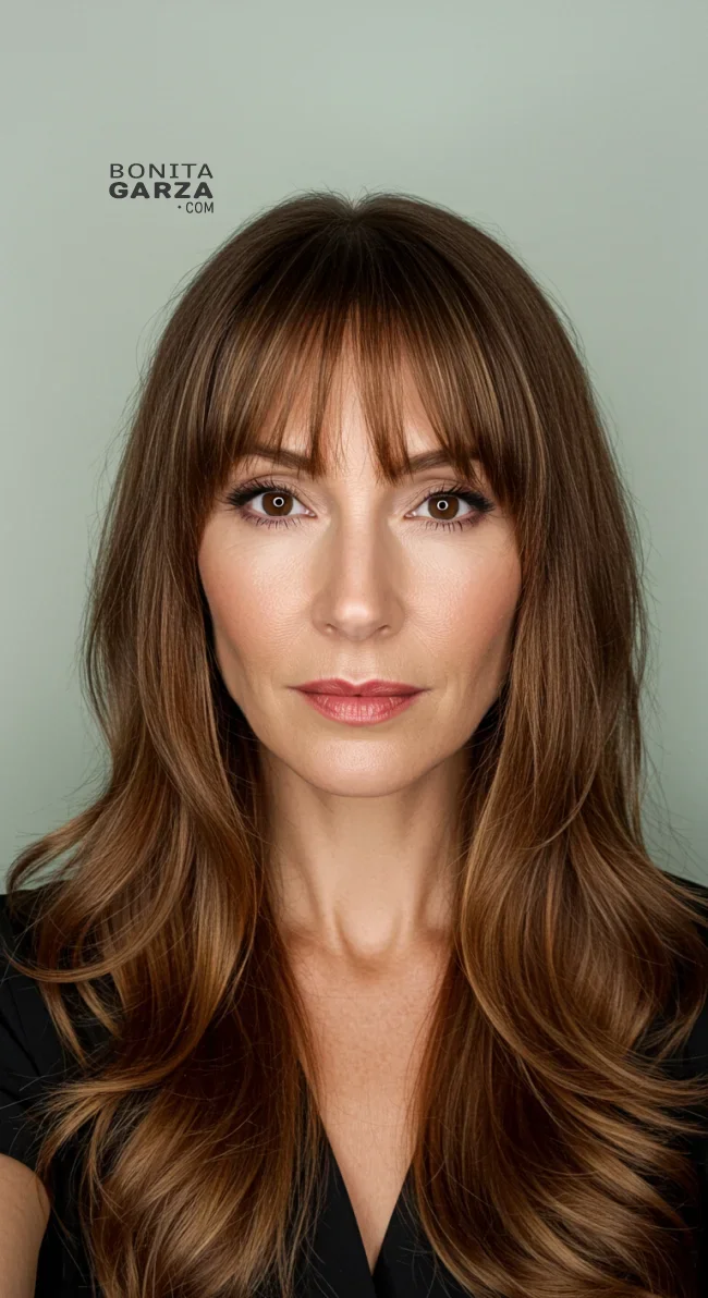 5. Curtain Bangs with Luscious Locks | Hairstyles That Make You Look Younger Without Botox