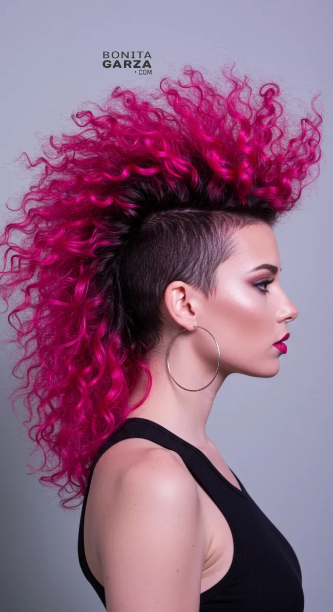 11. Edgy Curly Mohawk | Pretty In Pink: Curly Hairstyles To Rock Your Pink Hair!