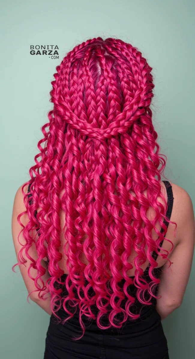 14. Intricate Curly Braids | Pretty In Pink: Curly Hairstyles To Rock Your Pink Hair!