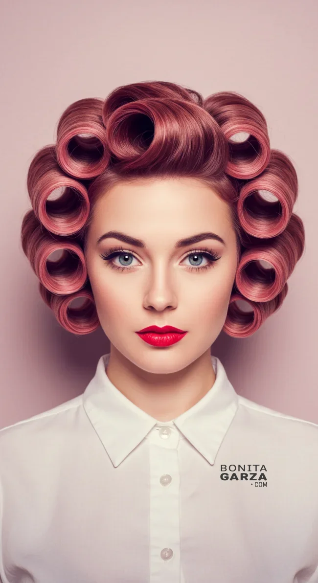 12. Retro Victory Rolls | Pretty In Pink: Curly Hairstyles To Rock Your Pink Hair!