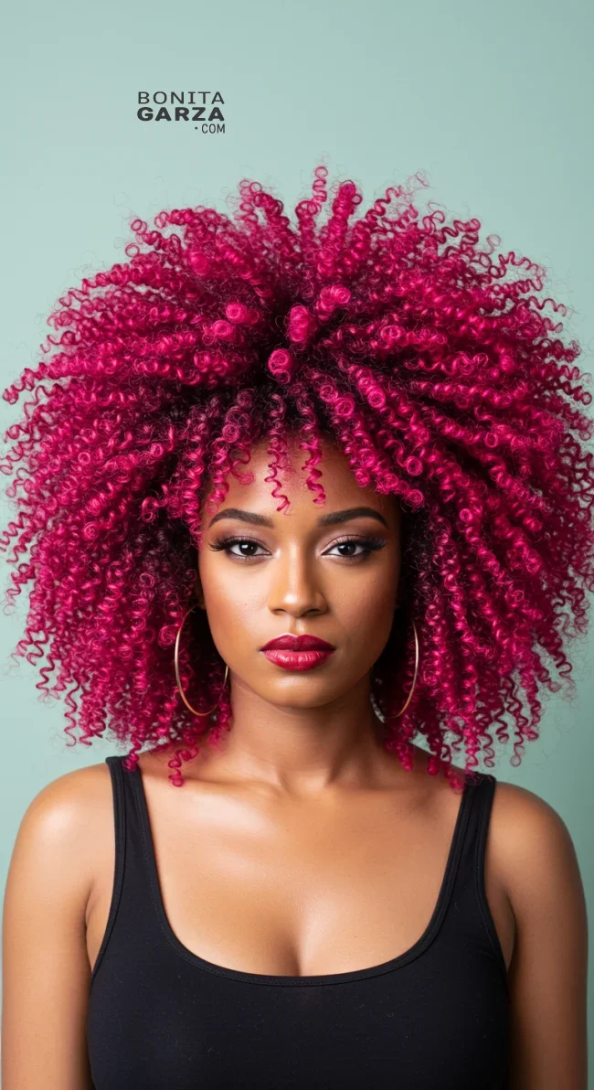 8. Bold Afro Curls | Pretty In Pink: Curly Hairstyles To Rock Your Pink Hair!