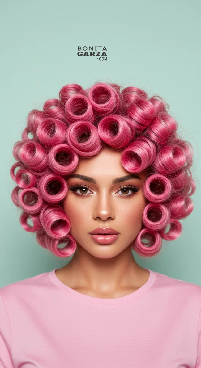 1. Bouncy Bubble Curls | Pretty In Pink: Curly Hairstyles To Rock Your Pink Hair!