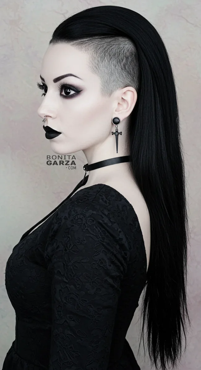 13. Gothic Long Hair with Shaved Sides | Explore Long Hair With Shaved Sides Hairstyles