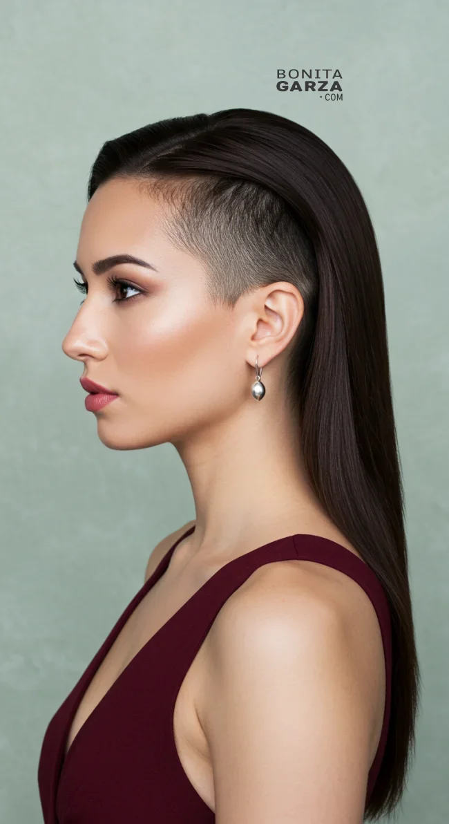 11. Slicked Back with Shaved Sides | Explore Long Hair With Shaved Sides Hairstyles