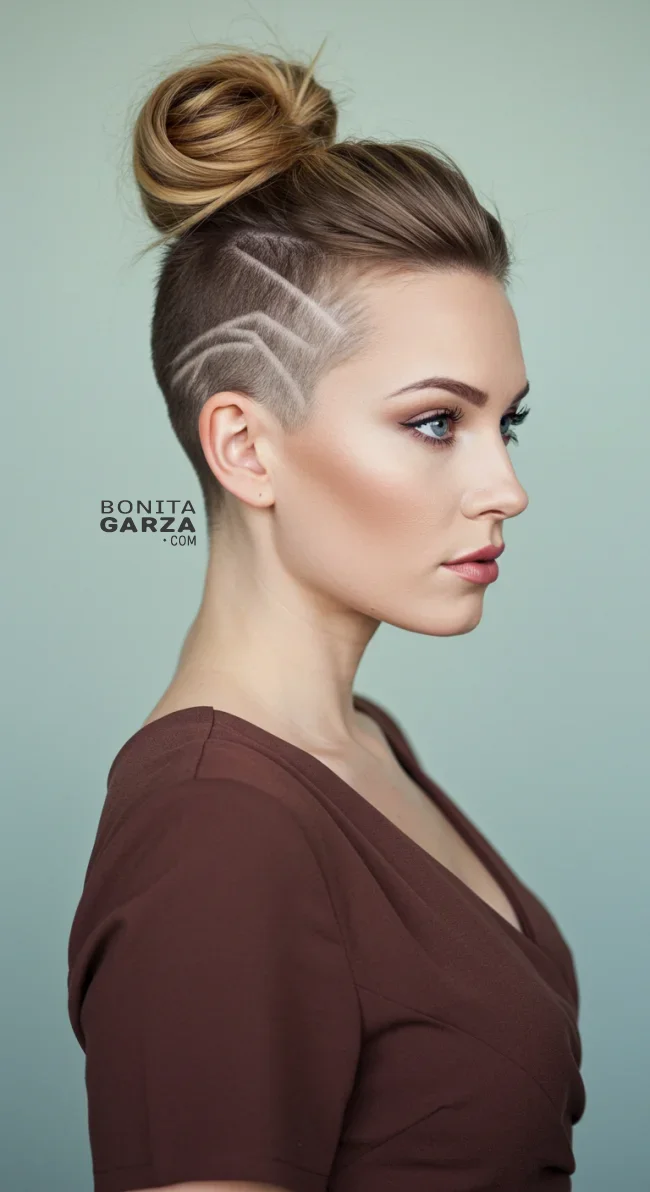7. Top Knot with Shaved Sides | Explore Long Hair With Shaved Sides Hairstyles