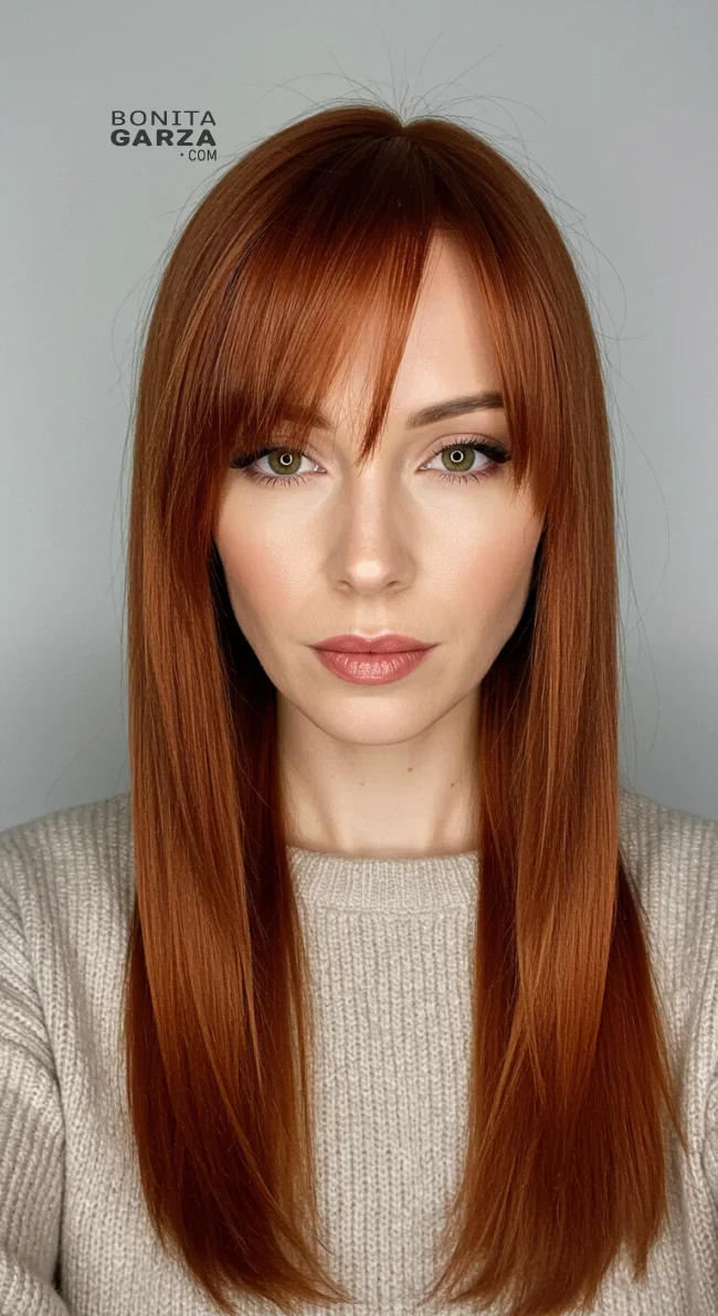 3. Side-Swept Bangs with Long Hair | Chic Long Hairstyles For Women Over 40