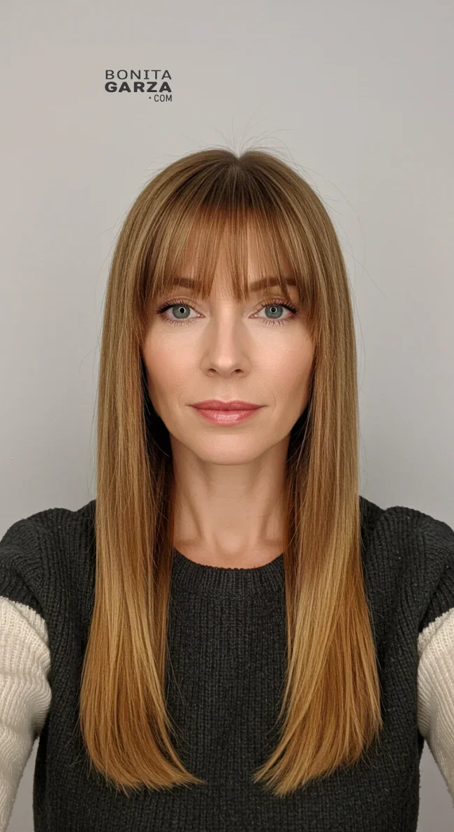 13. Straight Hair with Blunt Ends | Chic Long Hairstyles For Women Over 40