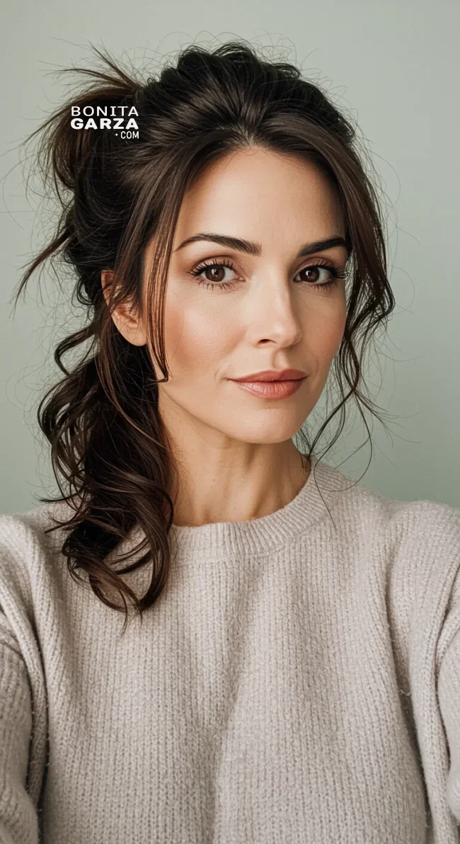 10. Messy Low Ponytail | Chic Long Hairstyles For Women Over 40