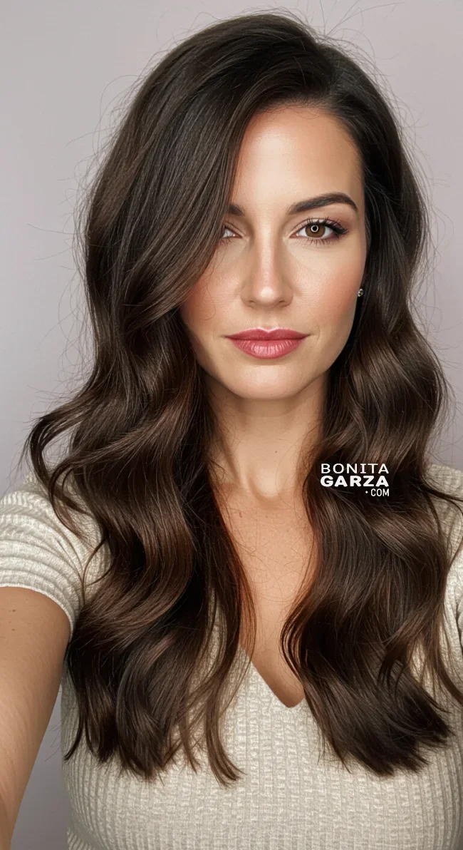8. Deep Side Part with Loose Waves | Chic Long Hairstyles For Women Over 40