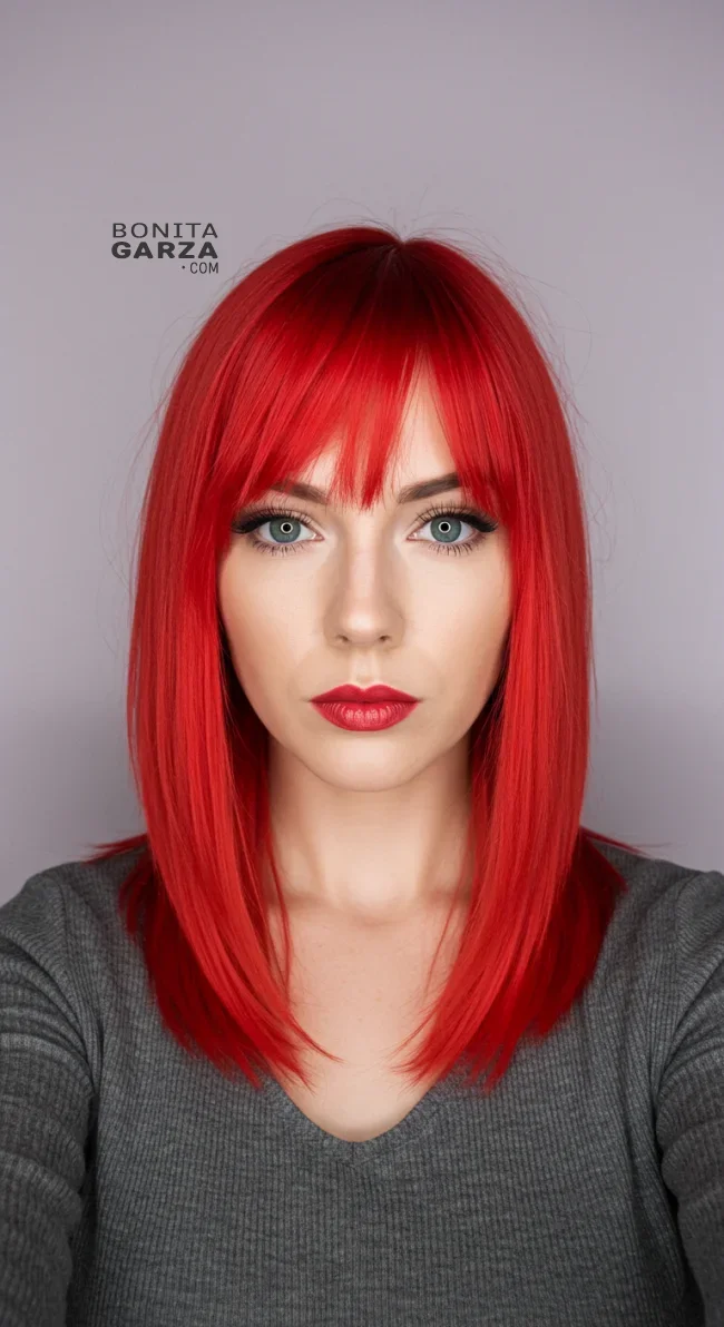 13. Side-Swept Red Bangs | Radiant Red Locks: Embracing The Beauty Of Natural