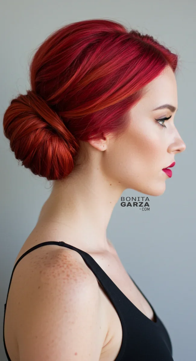 8. Elegant Red Chignon | Radiant Red Locks: Embracing The Beauty Of Natural