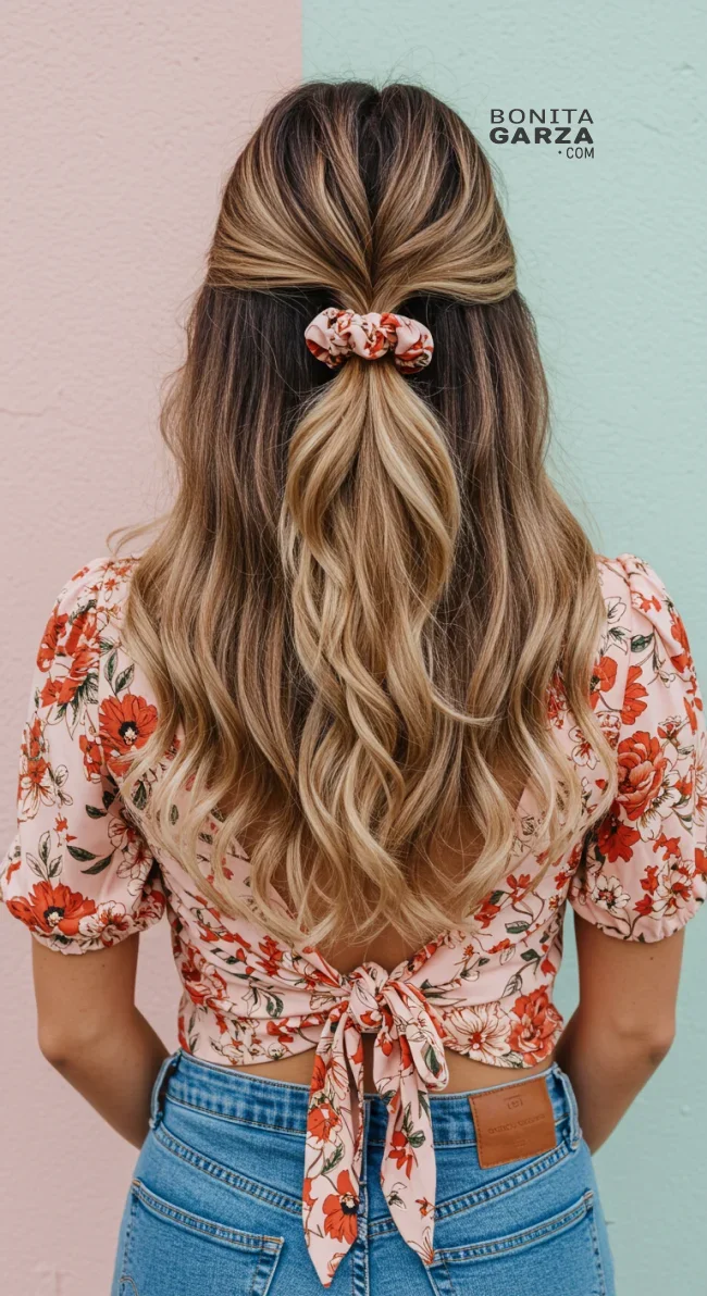 15. Loose Waves with Scrunchie Tie-Back | Why Statement Scrunchies Are The Ultimate Hair Accessory For Every Occasion!