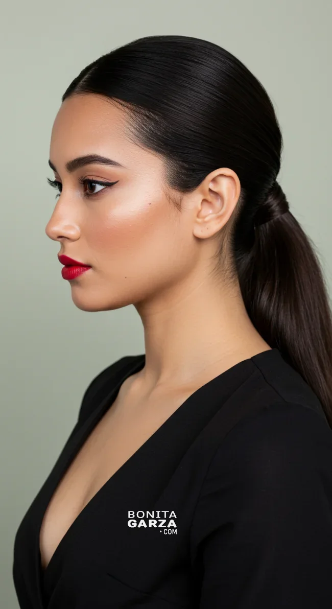 2. Sleek Low Ponytail | 7 Holiday Hairstyles That Are Easy