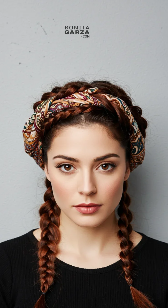 6. Twisted Crown With Scarf | Scarf Chic: Elevate Your Style With A Scarf In Your Hair