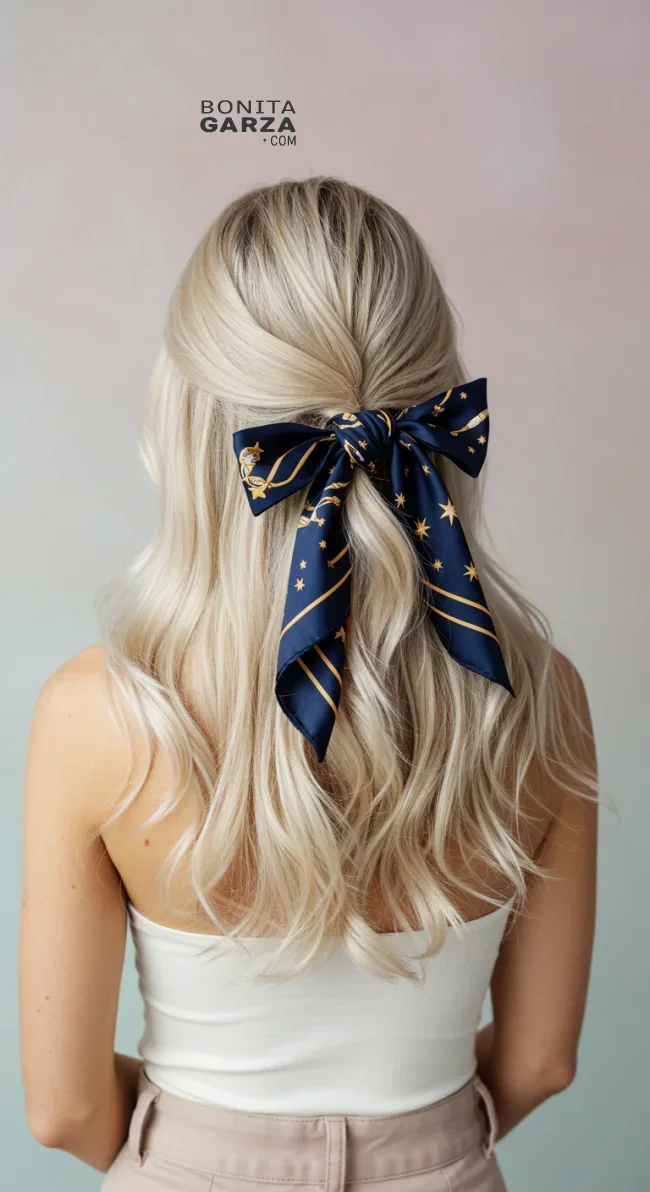 7. Half-Up, Half-Down Scarf Tie | Scarf Chic: Elevate Your Style With A Scarf In Your Hair