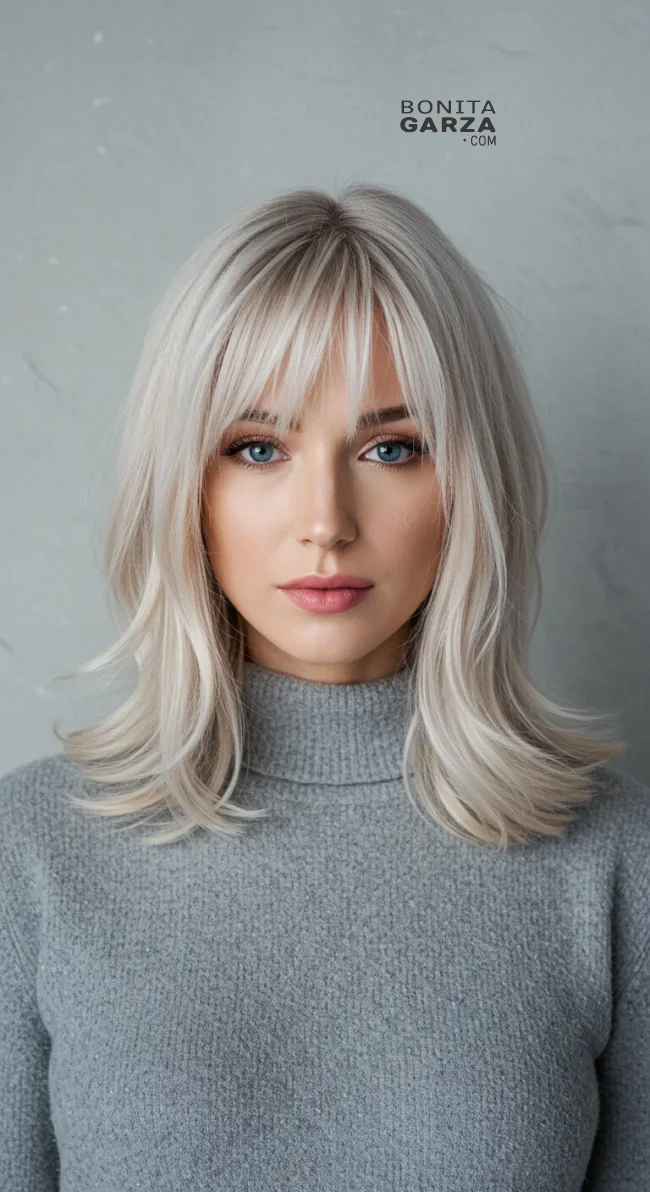 4. Frosted Blonde Curtain Bangs | Winter Blonde Hairstyles: 15 Chic Ways To Flaunt This Hair Color