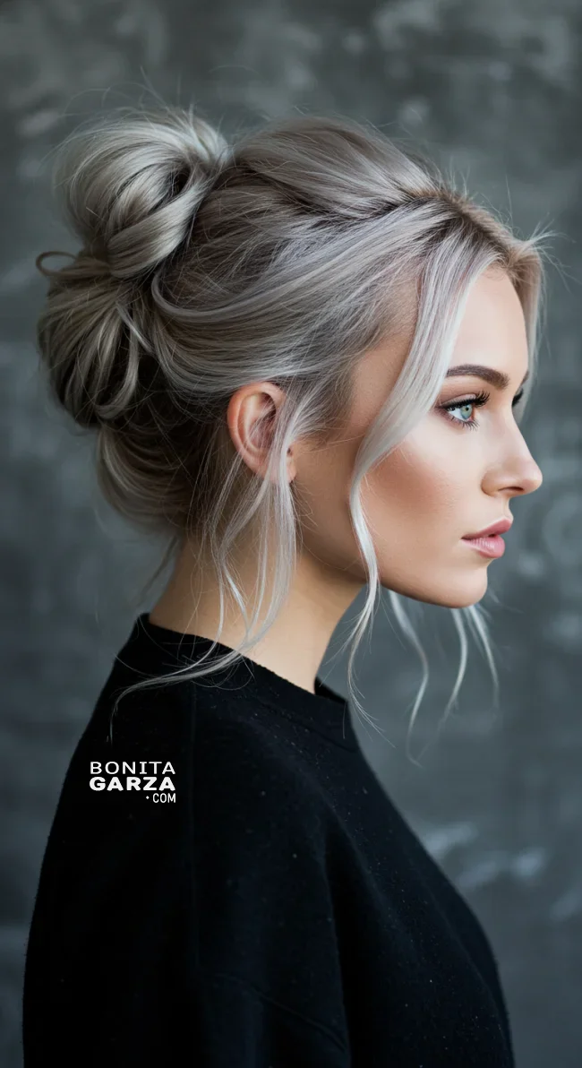14. Silvery Blonde Half-Up Bun | Winter Blonde Hairstyles: 15 Chic Ways To Flaunt This Hair Color