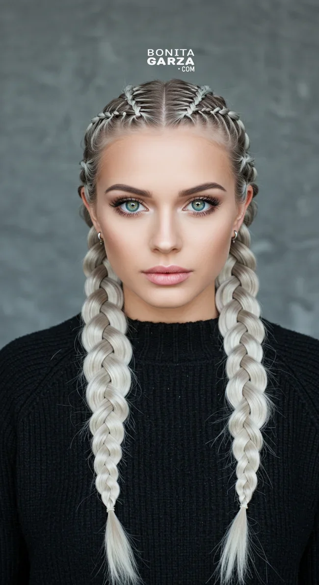 13. Platinum Blonde Dutch Braids | Winter Blonde Hairstyles: 15 Chic Ways To Flaunt This Hair Color