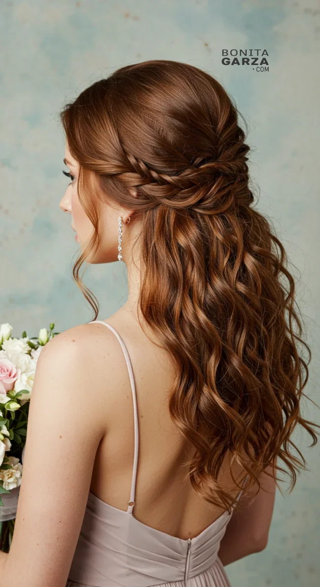 5. Half-Up Twisted Bun | Top 8 Bridesmaid Hairstyles For Every Hair Type