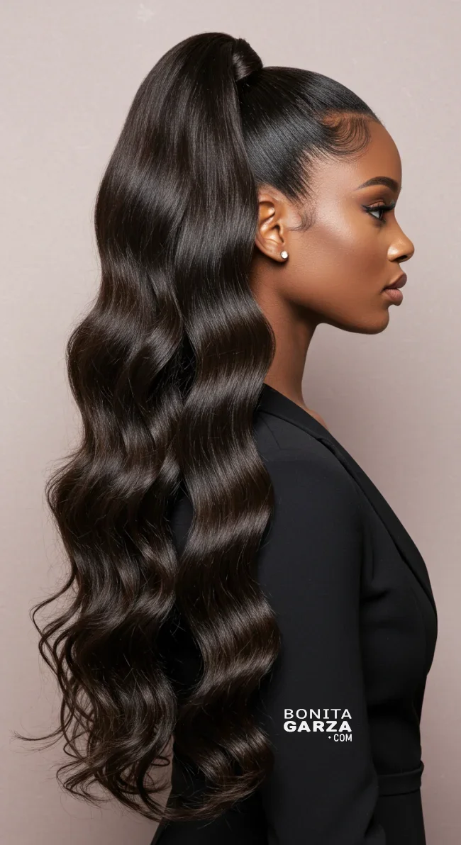 11. Wavy Ponytail | Ponytail Styles For Black Women: Trendy And Elegant Looks