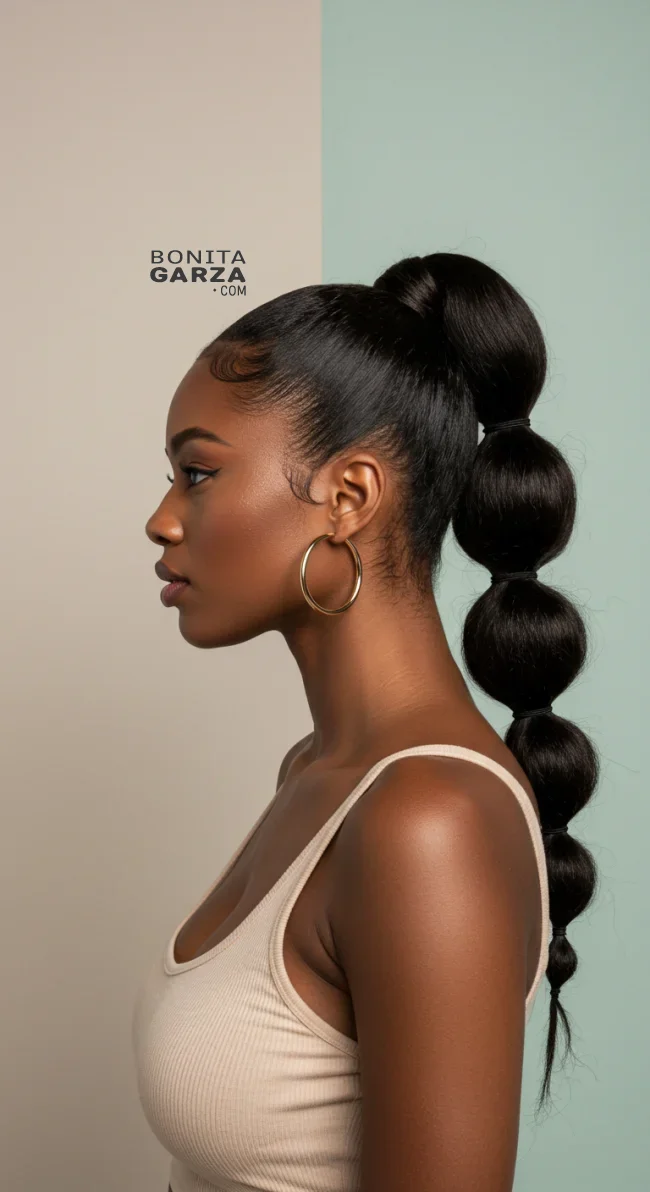 3. Bubble Ponytail | Ponytail Styles For Black Women: Trendy And Elegant Looks