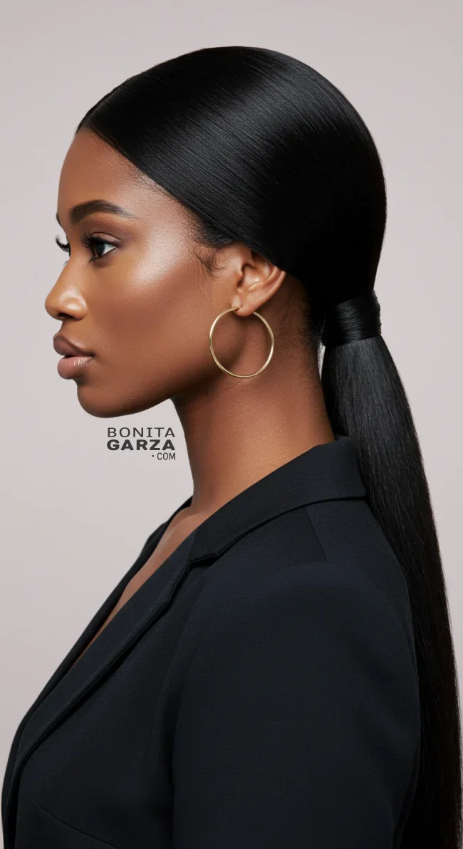 5. Low Sleek Ponytail | Ponytail Styles For Black Women: Trendy And Elegant Looks