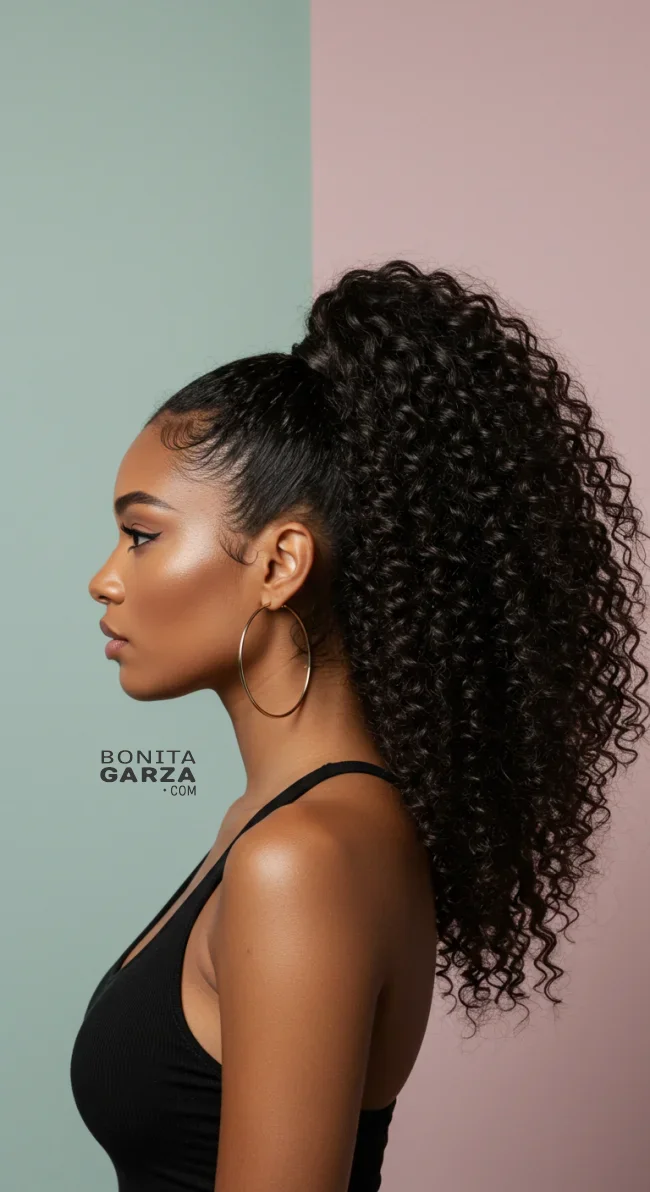 4. Curly High Ponytail | Ponytail Styles For Black Women: Trendy And Elegant Looks