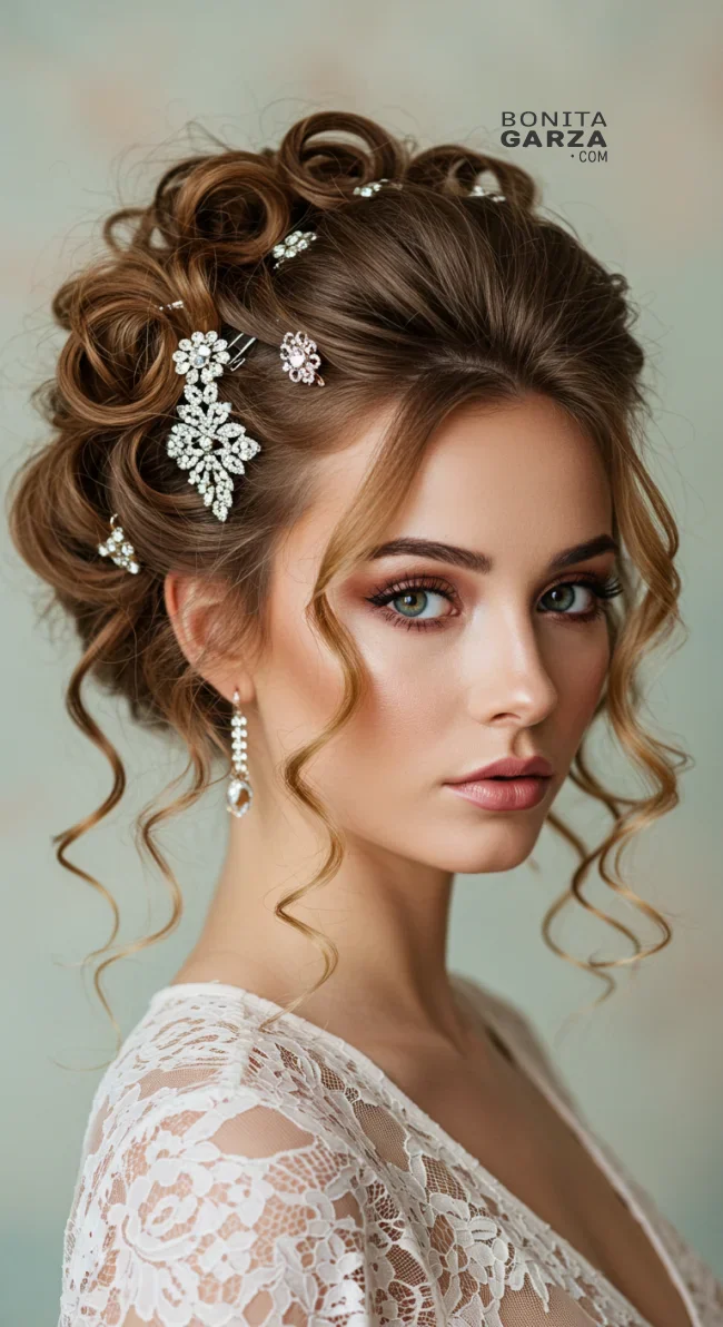 14. Curly Updo with Decorative Clips | Top 15 Modern Updo Hairstyles: Styling Tips And Trend Insights