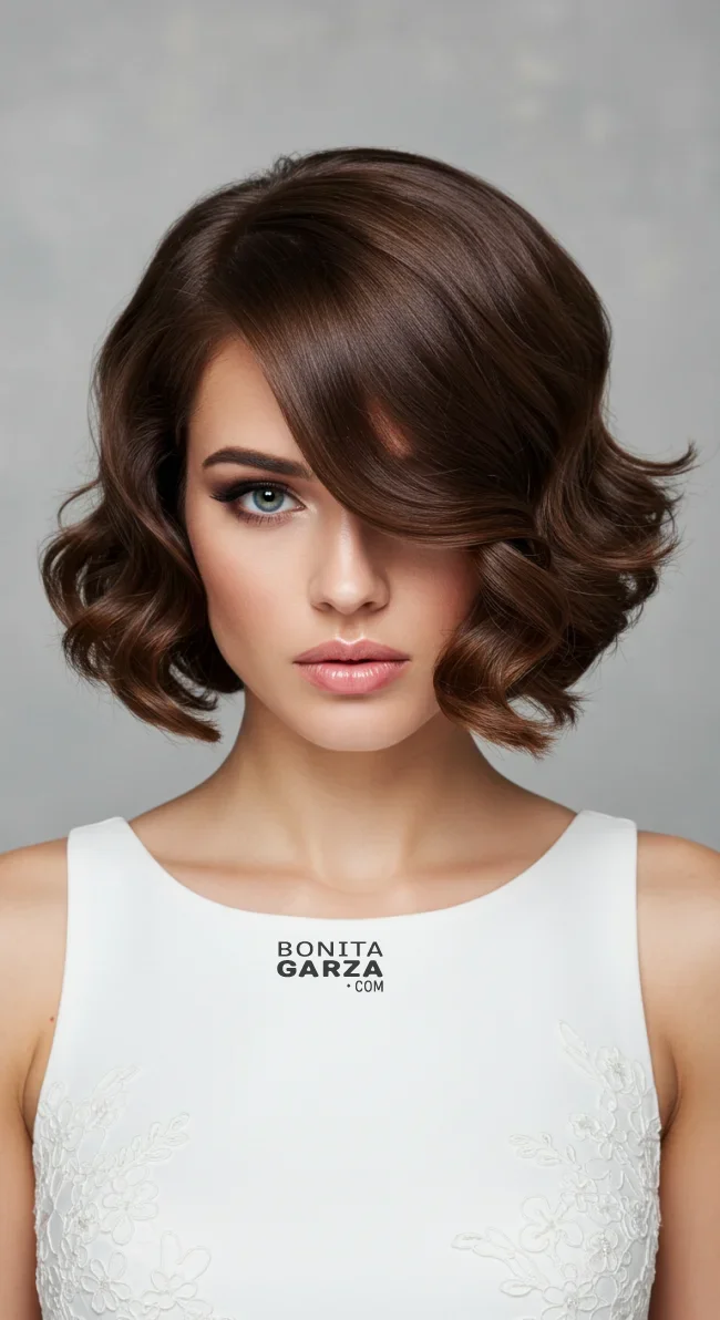 3. Chic Side-Swept Curls | Bridal Hairstyle For Short Hair: Top 15 Picks For Your Big Day!