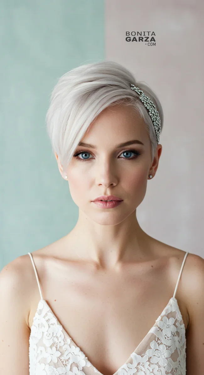 5. Pixie Cut With Sparkling Hair Accessories | Bridal Hairstyle For Short Hair: Top 15 Picks For Your Big Day!