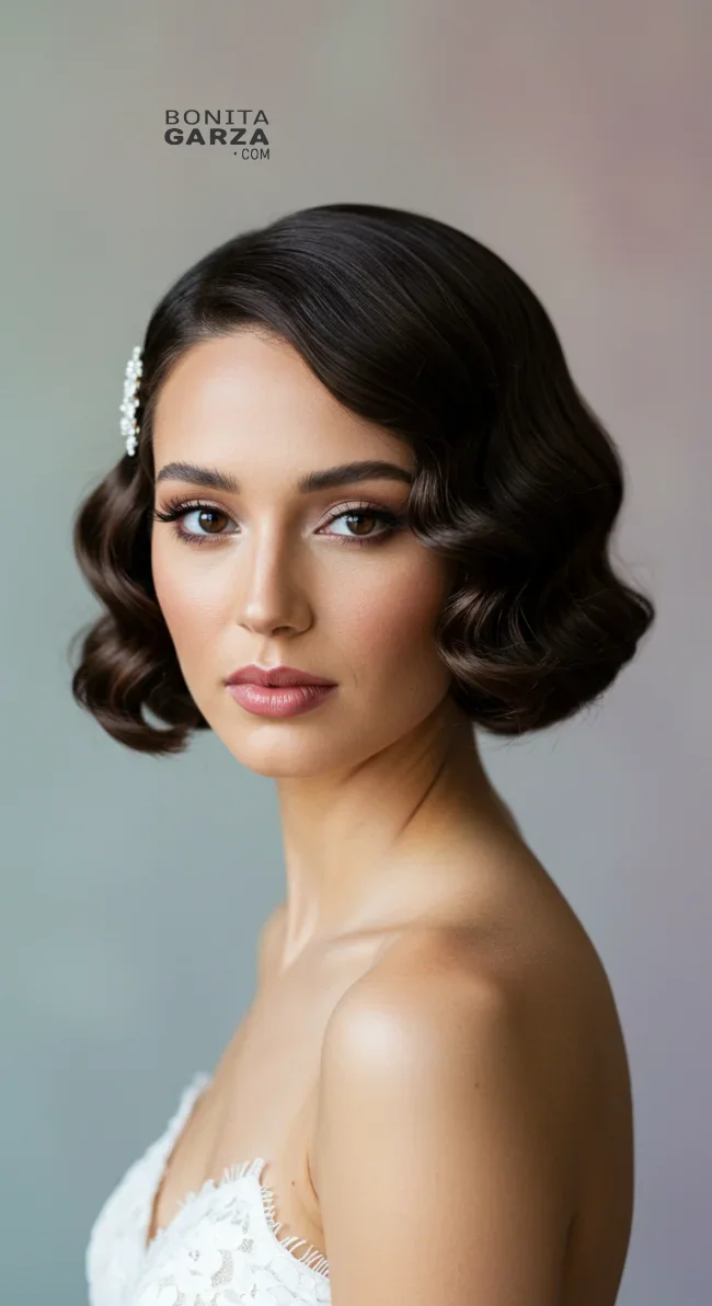 12. Side-Parted Waves with Barrettes | Bridal Hairstyle For Short Hair: Top 15 Picks For Your Big Day!