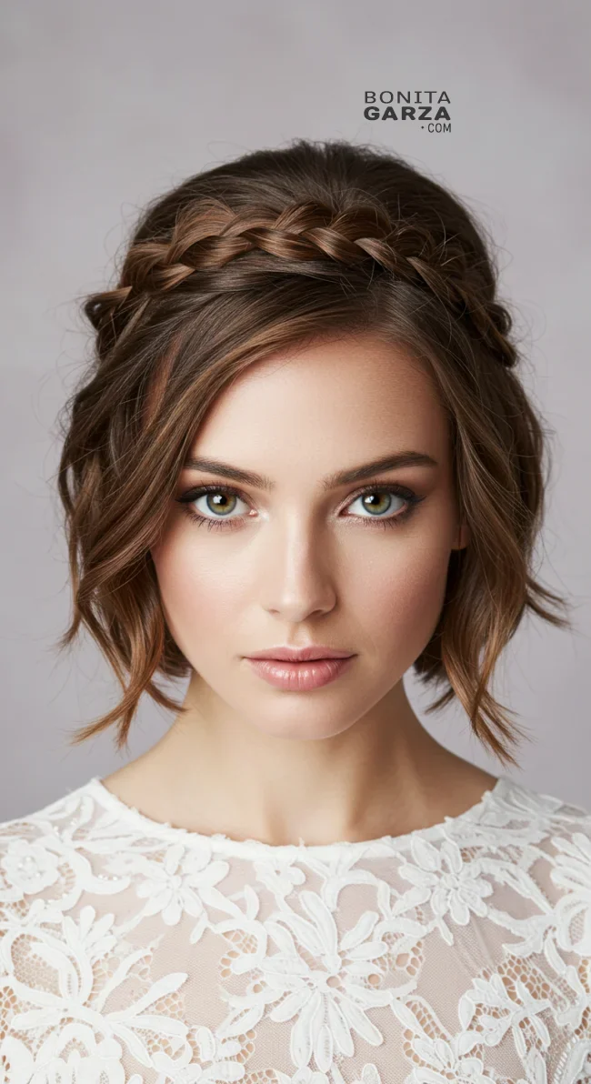 10. Crown Braid for Short Hair | Bridal Hairstyle For Short Hair: Top 15 Picks For Your Big Day!
