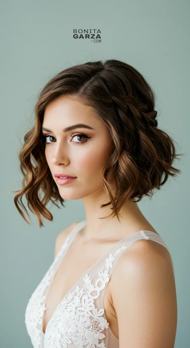 8. Twisted Half-Updo | Bridal Hairstyle For Short Hair: Top 15 Picks For Your Big Day!