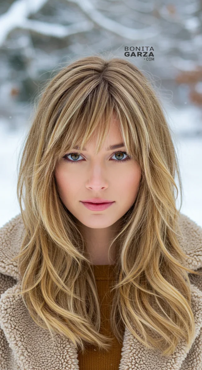 3. Wispy Bangs with Long Layers | 15 Winter Haircut Trends To Jump On Right Now