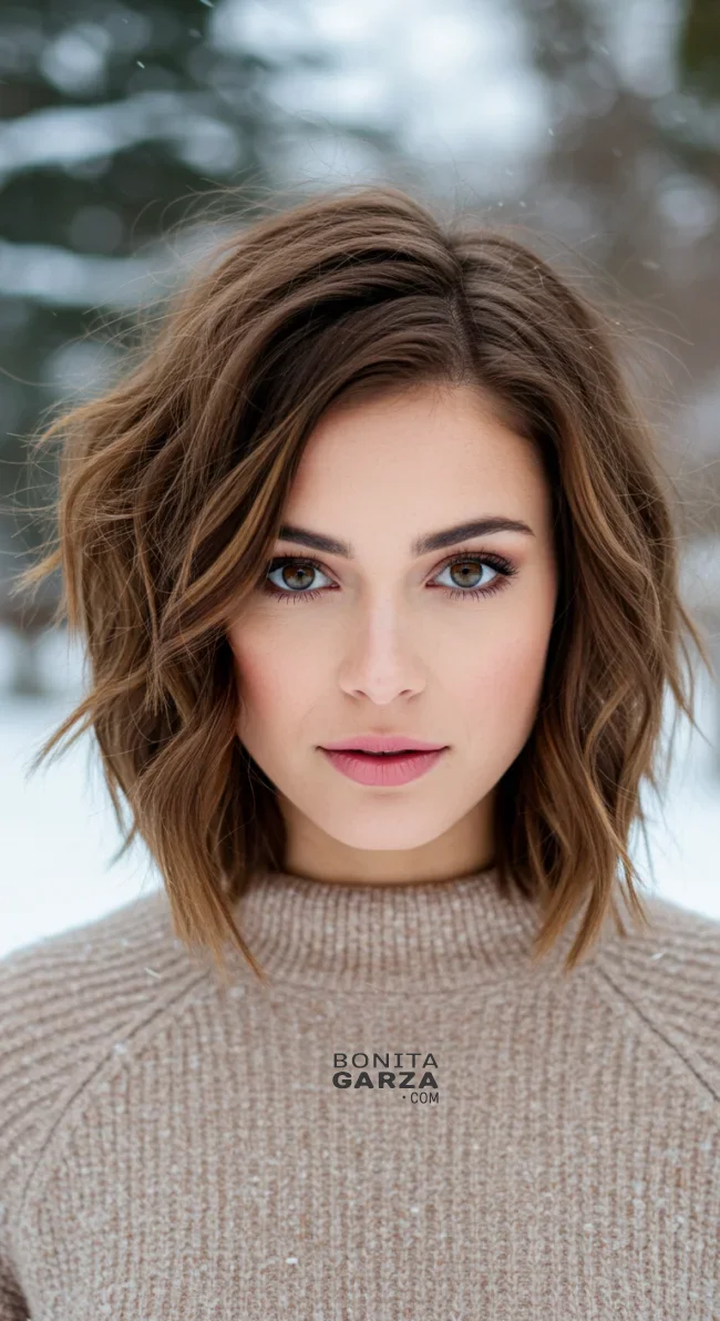 13. Messy Shoulder-Length Cut with Waves | 15 Winter Haircut Trends To Jump On Right Now