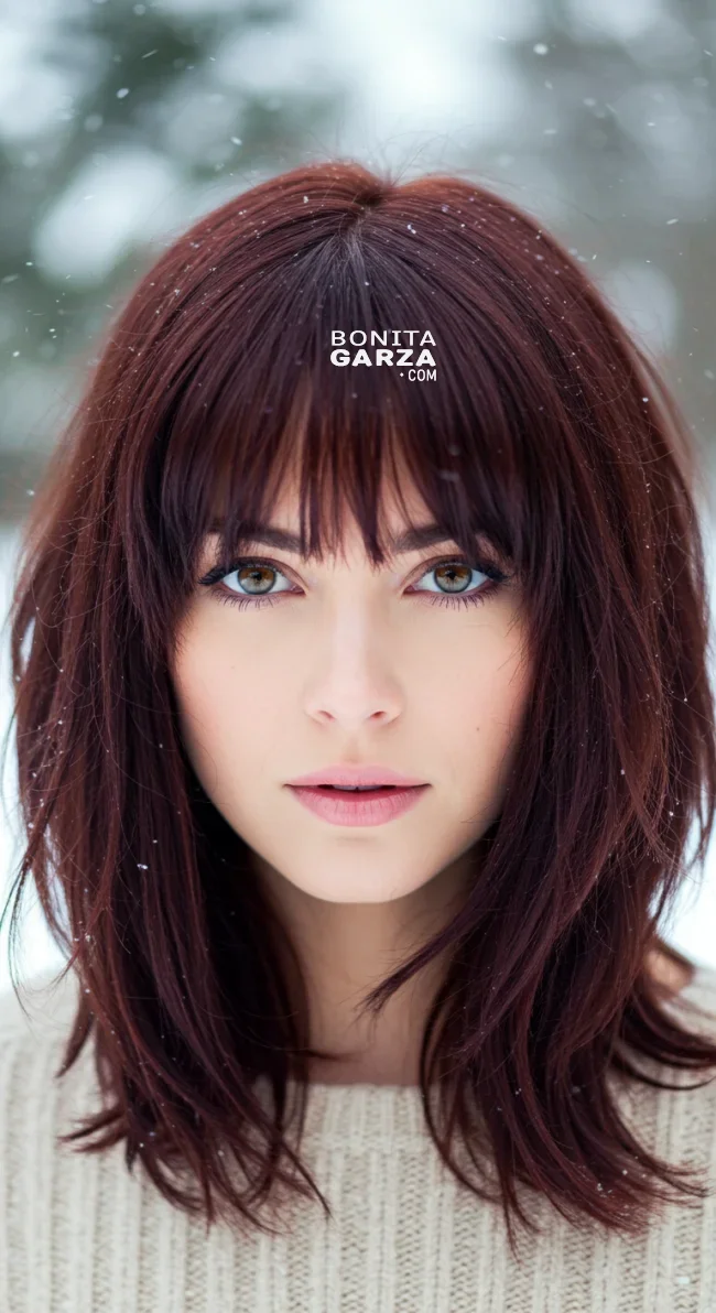 4. Curtain Bangs with Shoulder-Length Cut | 15 Winter Haircut Trends To Jump On Right Now