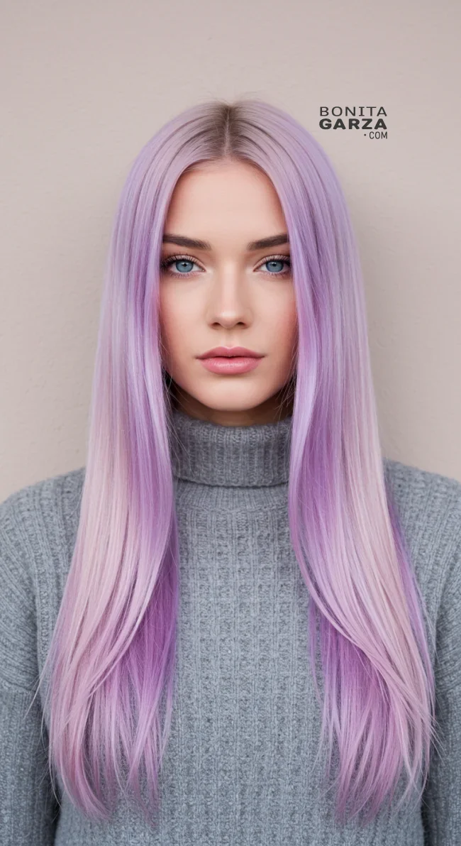 7. Cool Blonde to Lilac Lavender Ombre | 15 Majestic Ombre Winter Hair Colors Not To Miss