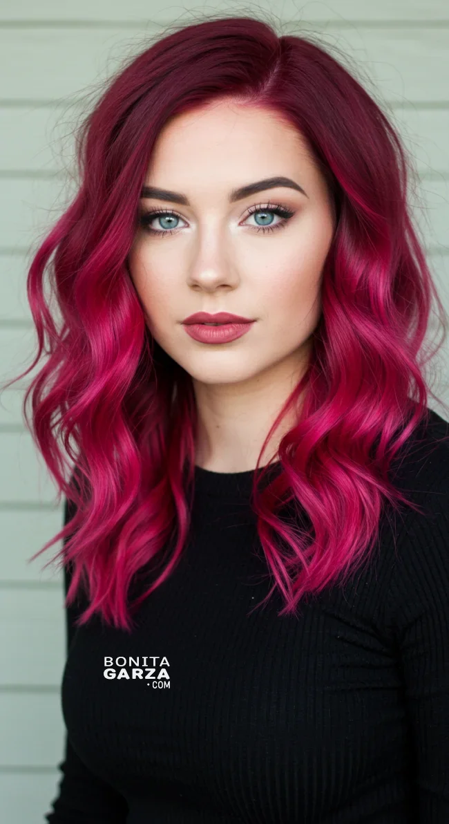 5. Burgundy to Raspberry Ombre | 15 Majestic Ombre Winter Hair Colors Not To Miss