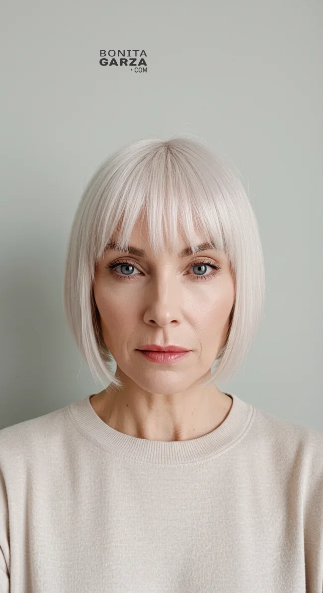 2. Chin-Length Blunt Cut | Elegant Hairstyles For Women Over 60 With Fine Hair