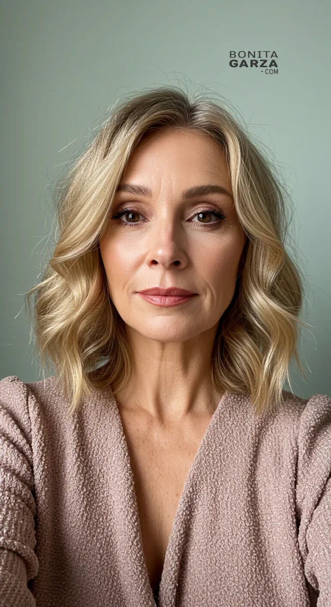 13. Shoulder-Length Blunt Cut with Soft Waves | Elegant Hairstyles For Women Over 60 With Fine Hair