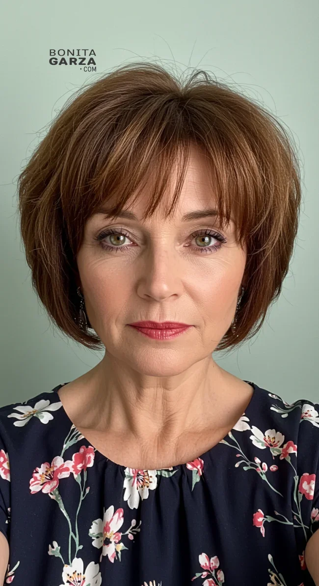 7. Side-Swept Bangs with a Short Cut | Elegant Hairstyles For Women Over 60 With Fine Hair