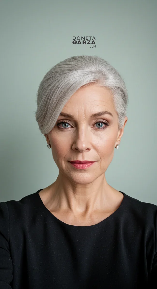 12. Classic Updo with Side Part | Elegant Hairstyles For Women Over 60 With Fine Hair